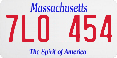 MA license plate 7LO454