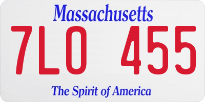 MA license plate 7LO455