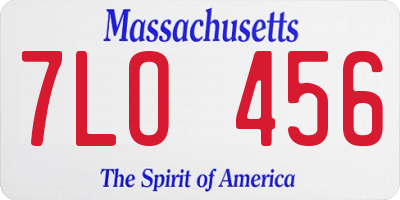 MA license plate 7LO456