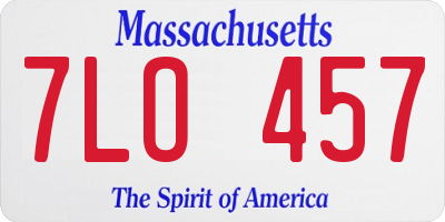 MA license plate 7LO457