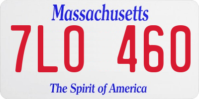 MA license plate 7LO460