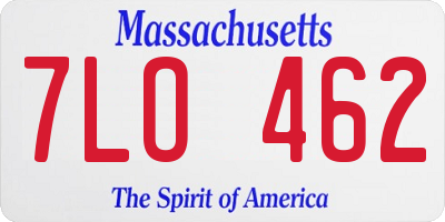 MA license plate 7LO462
