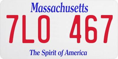 MA license plate 7LO467