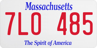 MA license plate 7LO485