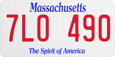 MA license plate 7LO490