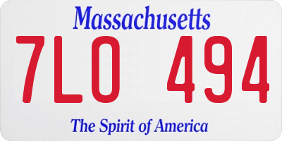 MA license plate 7LO494