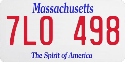 MA license plate 7LO498
