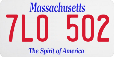 MA license plate 7LO502