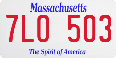 MA license plate 7LO503