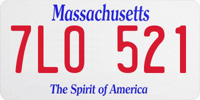 MA license plate 7LO521