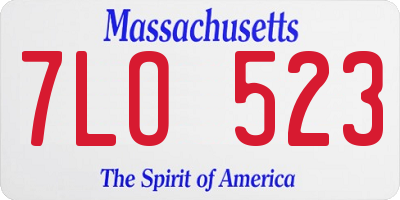 MA license plate 7LO523