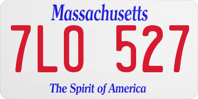 MA license plate 7LO527
