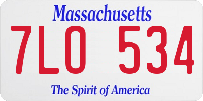 MA license plate 7LO534