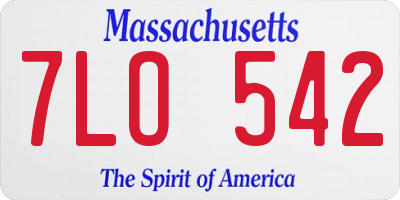 MA license plate 7LO542