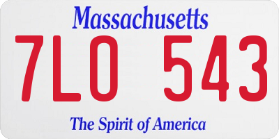 MA license plate 7LO543