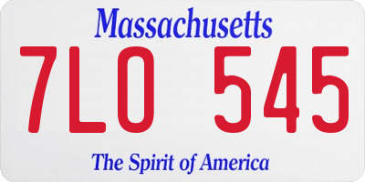 MA license plate 7LO545