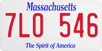 MA license plate 7LO546