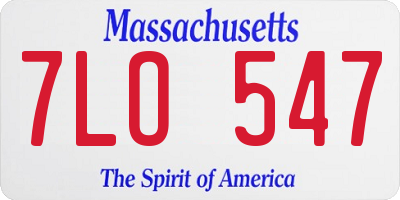 MA license plate 7LO547