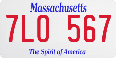MA license plate 7LO567