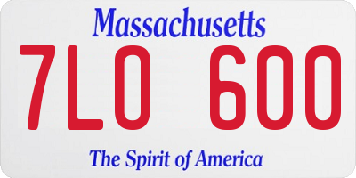 MA license plate 7LO600