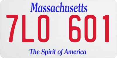 MA license plate 7LO601