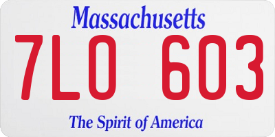 MA license plate 7LO603