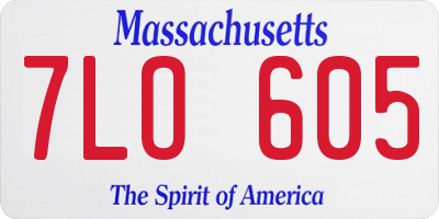 MA license plate 7LO605