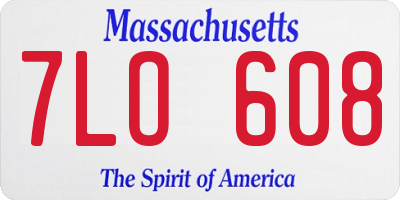 MA license plate 7LO608