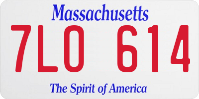 MA license plate 7LO614