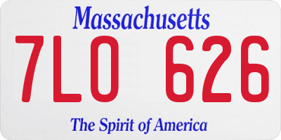 MA license plate 7LO626