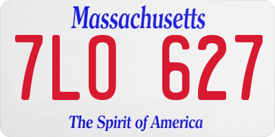 MA license plate 7LO627
