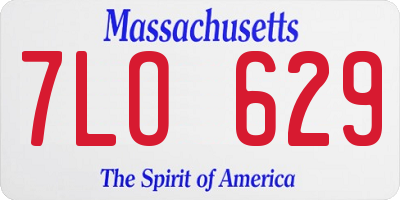 MA license plate 7LO629