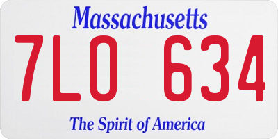 MA license plate 7LO634