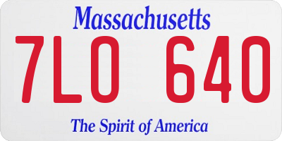 MA license plate 7LO640