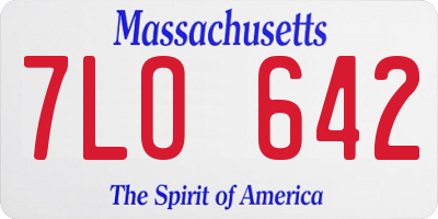 MA license plate 7LO642