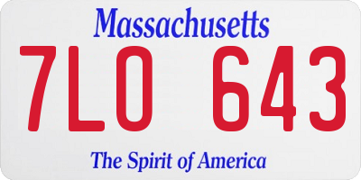 MA license plate 7LO643