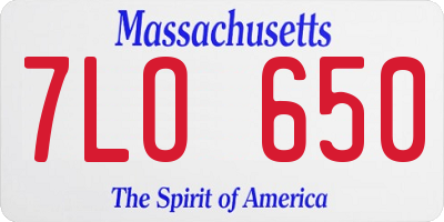MA license plate 7LO650