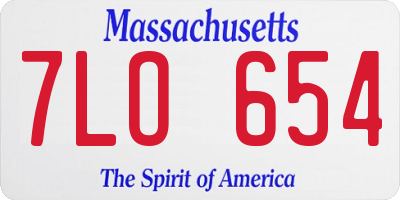 MA license plate 7LO654