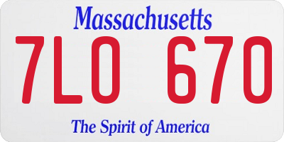 MA license plate 7LO670