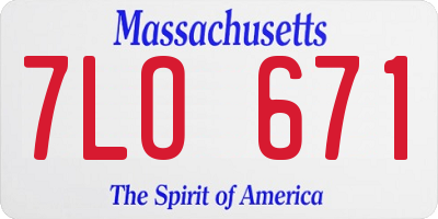 MA license plate 7LO671