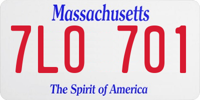 MA license plate 7LO701