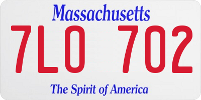 MA license plate 7LO702
