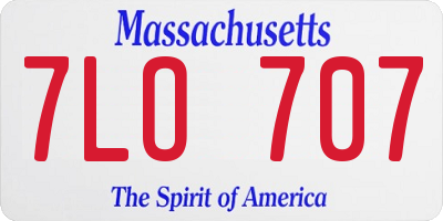 MA license plate 7LO707
