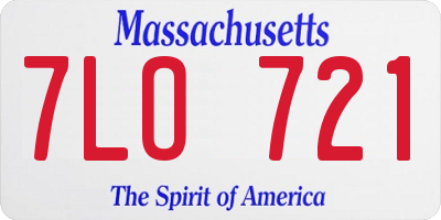 MA license plate 7LO721