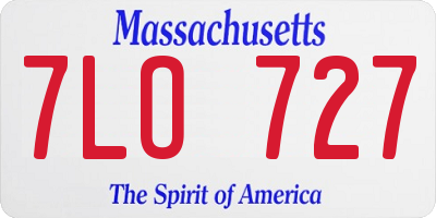 MA license plate 7LO727