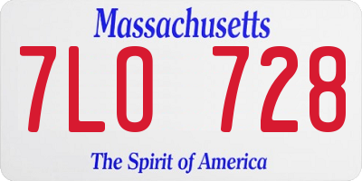 MA license plate 7LO728