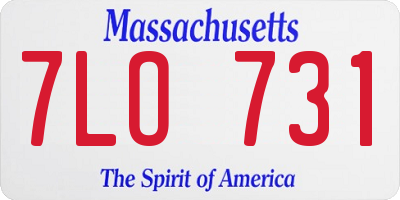 MA license plate 7LO731