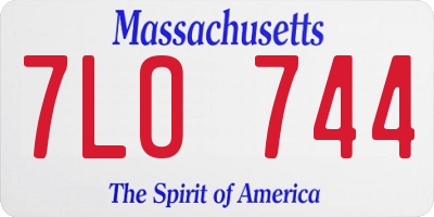 MA license plate 7LO744