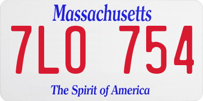 MA license plate 7LO754