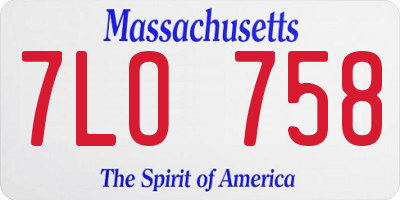 MA license plate 7LO758